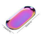 Fdit Nordic Storage Tray Cosmetics Jewelry Stainless Steel Cake Plate for Home Kitchen(Rainbow S)