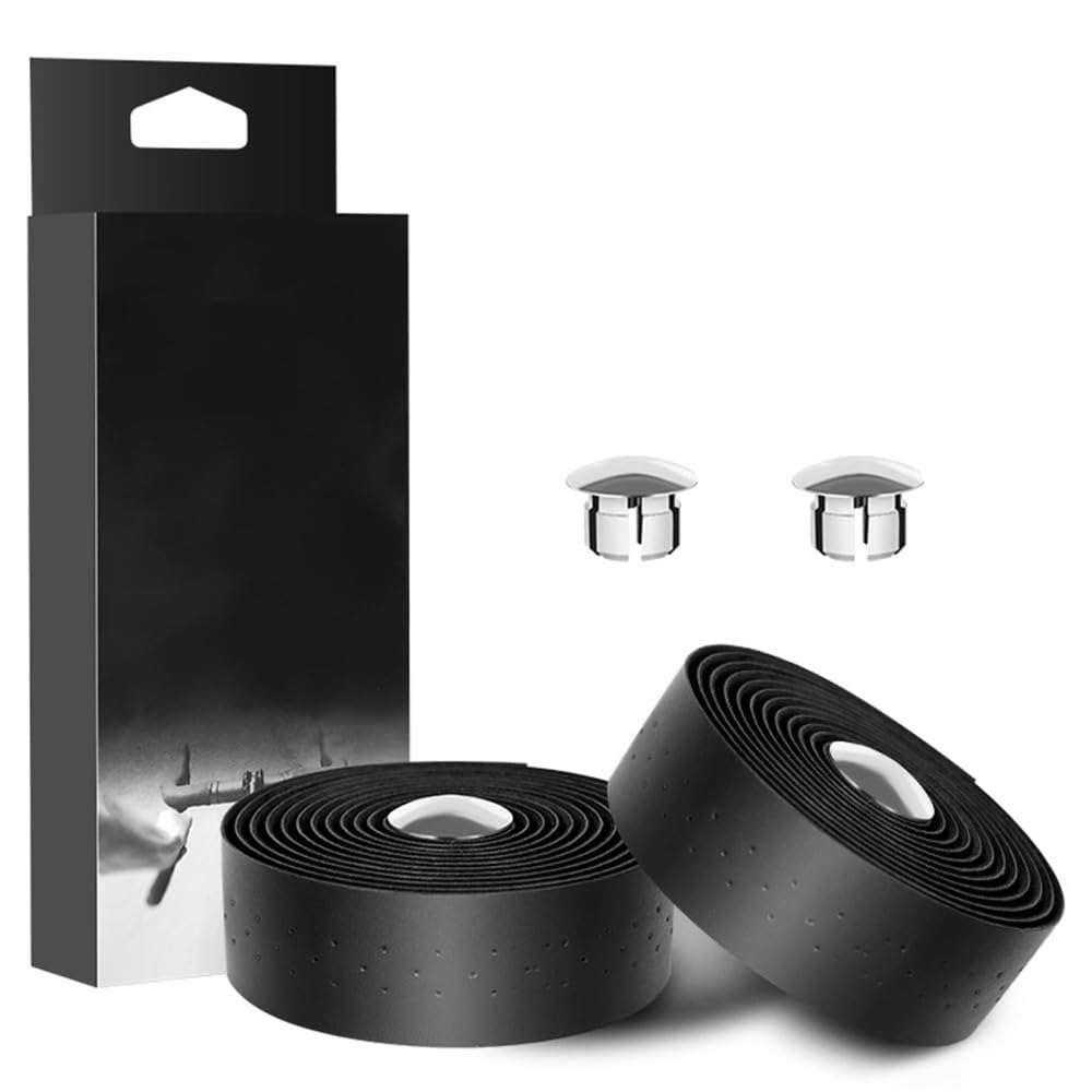 Bike Handlebar Tape, EVA PU Leather Bar Tape Wrap for Road Bike Better Grip Bicycle Handlebar Grip Tape with 2 Bar Plugs for Cycling Riding