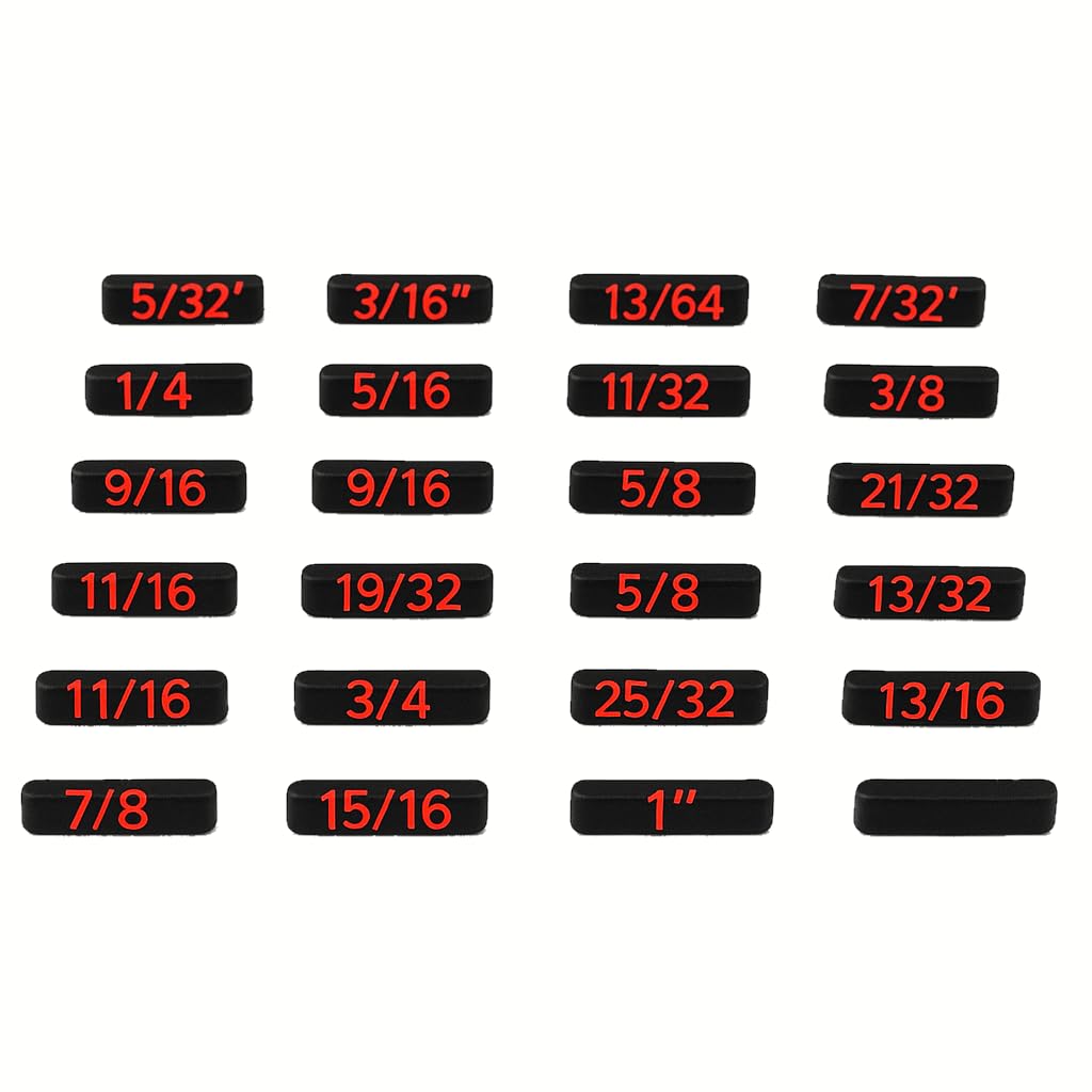 Toolbox Widget SAE Wrench Size Labels (5/32"–1") – 25 Modular Inserts for Vertical Wrench Organizers