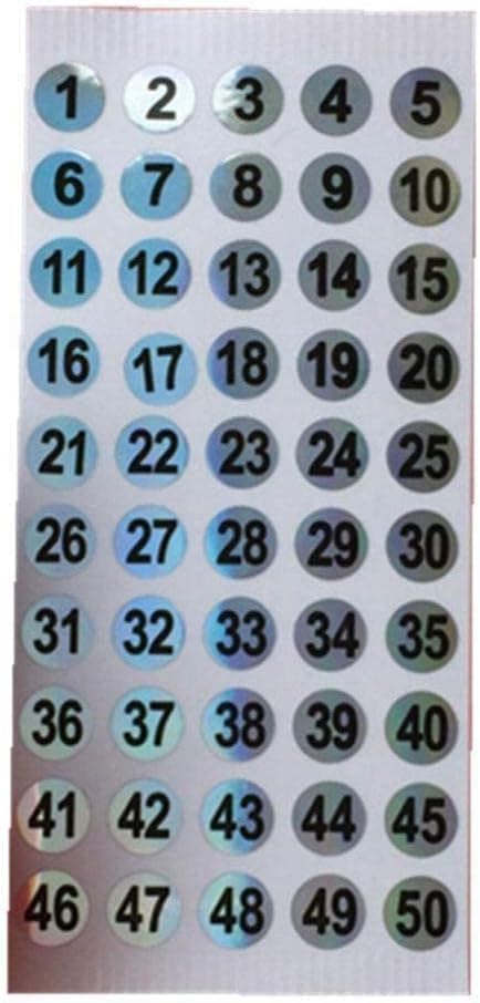 1-300 Number Waterproof Label Stickers for DIY Craft Self Adhesive Digital Nail Tags School Sticker Polish Lipstick Silver