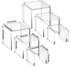 （6pack） Acrylic Display Riser Stand Set - Clear Stackable Showcase Shelves for Desserts, Jewelry, Toys & More - Multiple Sizes, Protective Film, Easy Clean Tiered Display for Kitchen