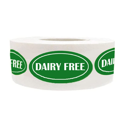 Dairy Free Food Labels Stickers, 0.75*1.25 Inch, 500 Pcs, Adhesive, Plastic, Rectangular, Waterproof, Scratch Resistant, Office, Retail, Home Organization, Medical