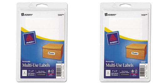 Avery Removable Print/Write Labels, 1 x 3 Inches, White, Pack of 250 (5436), 2 Packs