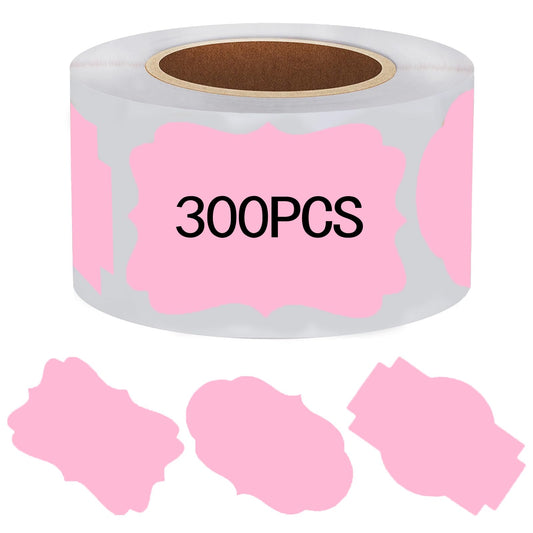 300 Pcs 2'' x 3'' Pink Labels Stickers Self-Adhesive Customize Holiday Present Stickers Labels for Jars, Christmas Gift, Name Tags, Mason Jars Christmas Stickers
