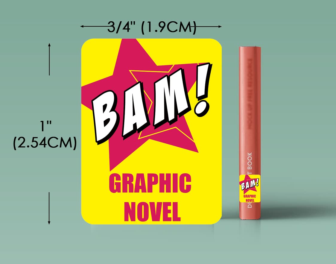 Genre Book Spine Labels | Library Classification Stickers Graphic Novels 450pcs Genre Labels Graphic novels 1"H x 3/4"W