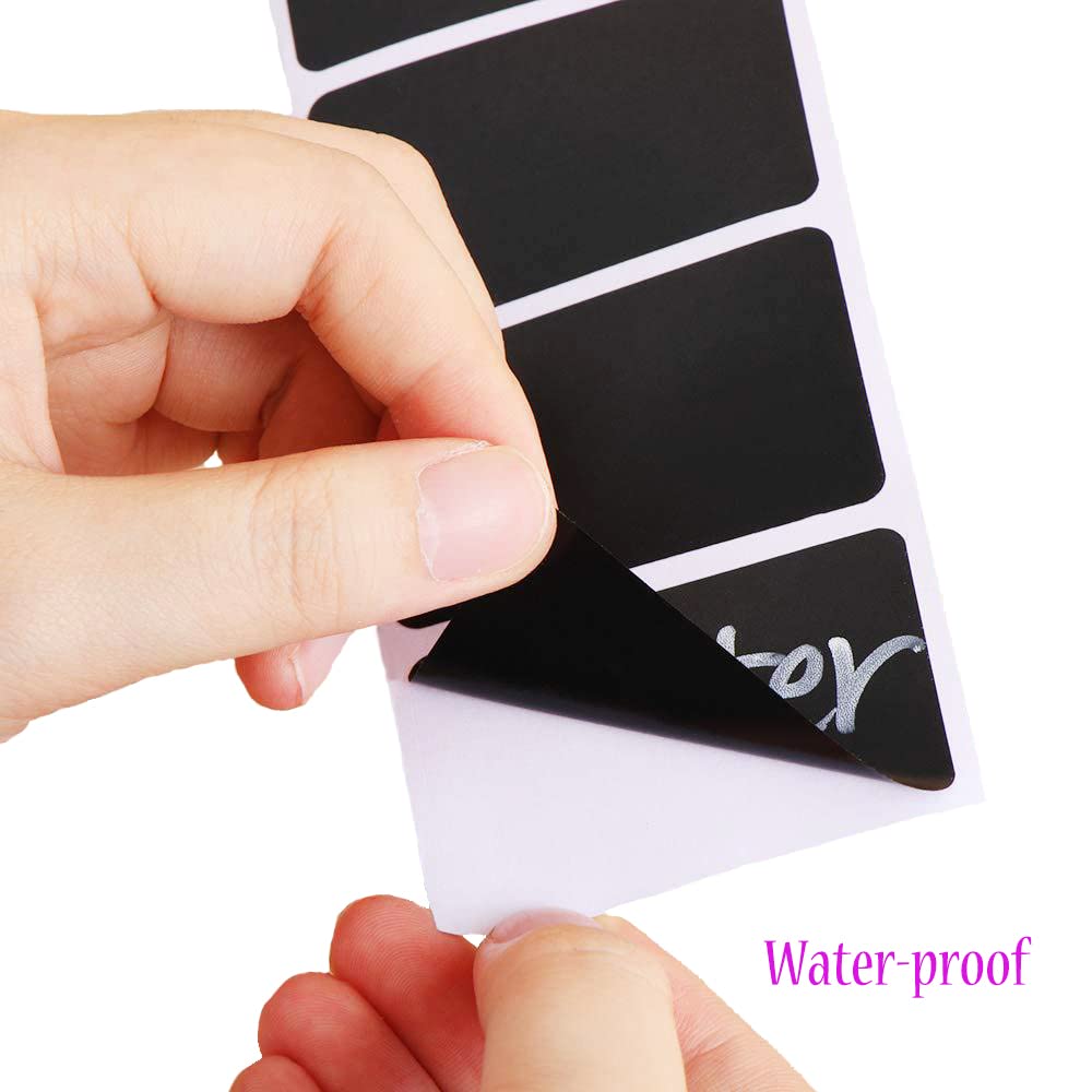 Chalkboard Sticker Label Black Rectangle Coding Roll Labels 300 Pcs Removable Write-On Reusable Waterproof for Kitchen Containers Jar Storage Bins Office Craft 1