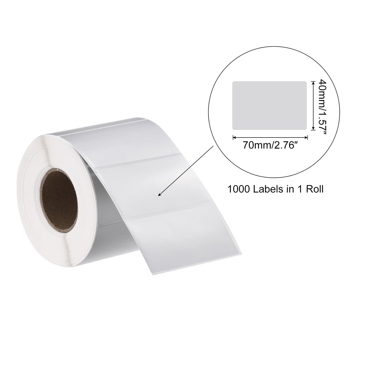 MECCANIXITY Direct Rectangle Label Sticker Metallic Silver 2.76x1.57 Inch in 1 Row for Packaging, Craft Projects 1000 Labels 1 Roll 70x40mm