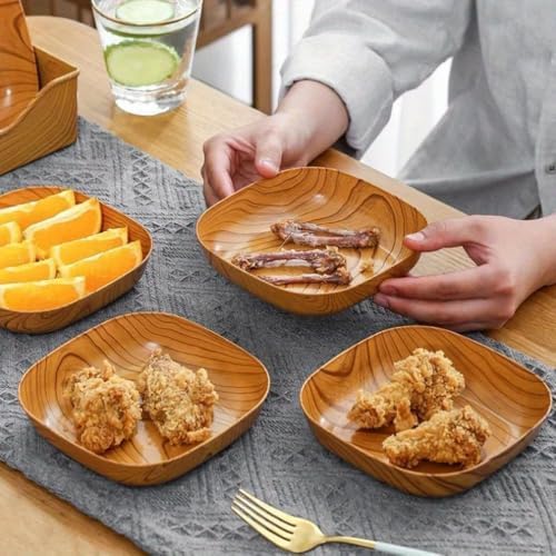 6PCS Wood-grain pattern multi-functional bone-serving dish