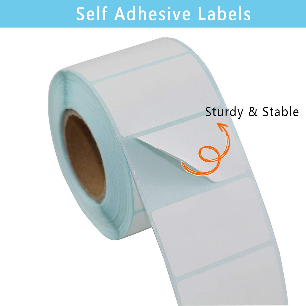 Self Adhesive Label Sticker 4 Rolls, Blank White Rectangle Address Thermal Label Roll Sticky Write On Note Mark for Office Kitchen Printer