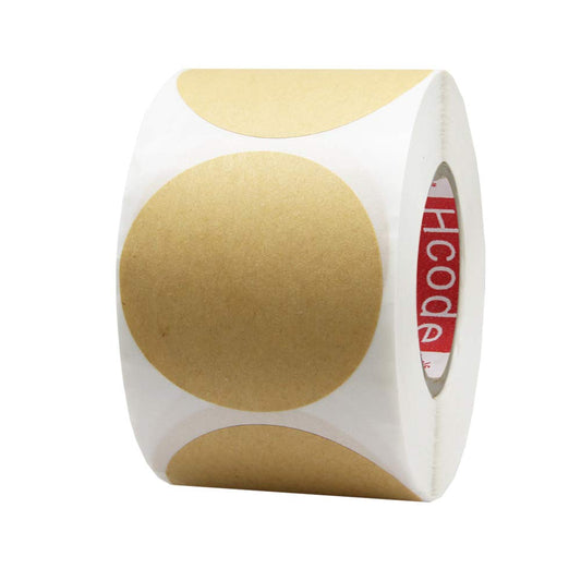 2'' Natural Circle Price Stickers Kraft Paper Dots Labels Target Pasters Adhesive Writable Labels 500 Pieces Per Roll (2 inches) 2 inches