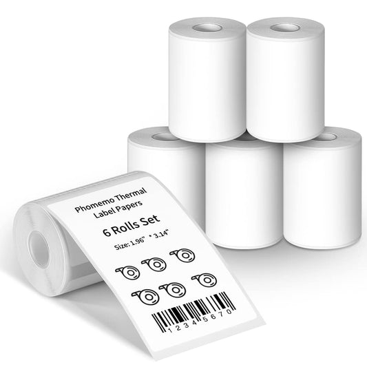600 pcs Phomemo Labels for Label Printer, 1.96''x3.14''(50x80mm) Thermal Printer Sticker Papers,100Pcs Per Roll, Compatible with Phomemo M120/M110/M220/M200 / M150/M250,Black on White 1.96'' x 3.14'' (50mm x 80mm)
