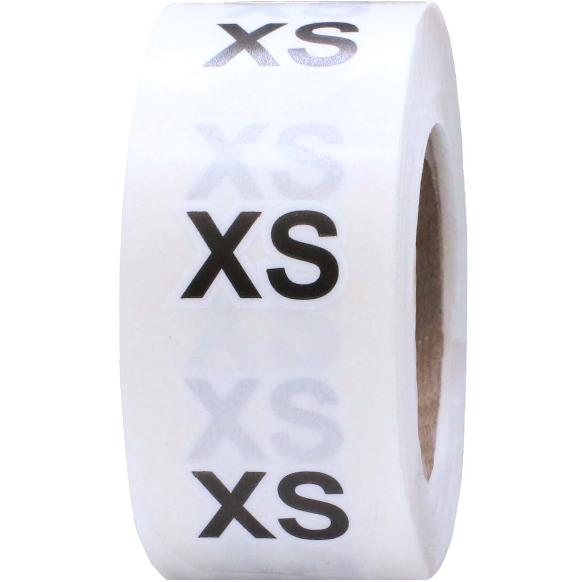 Clear Circle Extra Small XS Clothing Size Stickers - 3/4 Inch Round, 500 Clear Plastic Adhesive Labels Per Roll for Retail Apparel, Clothing Organization, and Inventory - Made in The USA