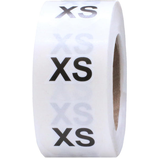 Clear Circle Extra Small XS Clothing Size Stickers - 3/4 Inch Round, 500 Clear Plastic Adhesive Labels Per Roll for Retail Apparel, Clothing Organization, and Inventory - Made in The USA