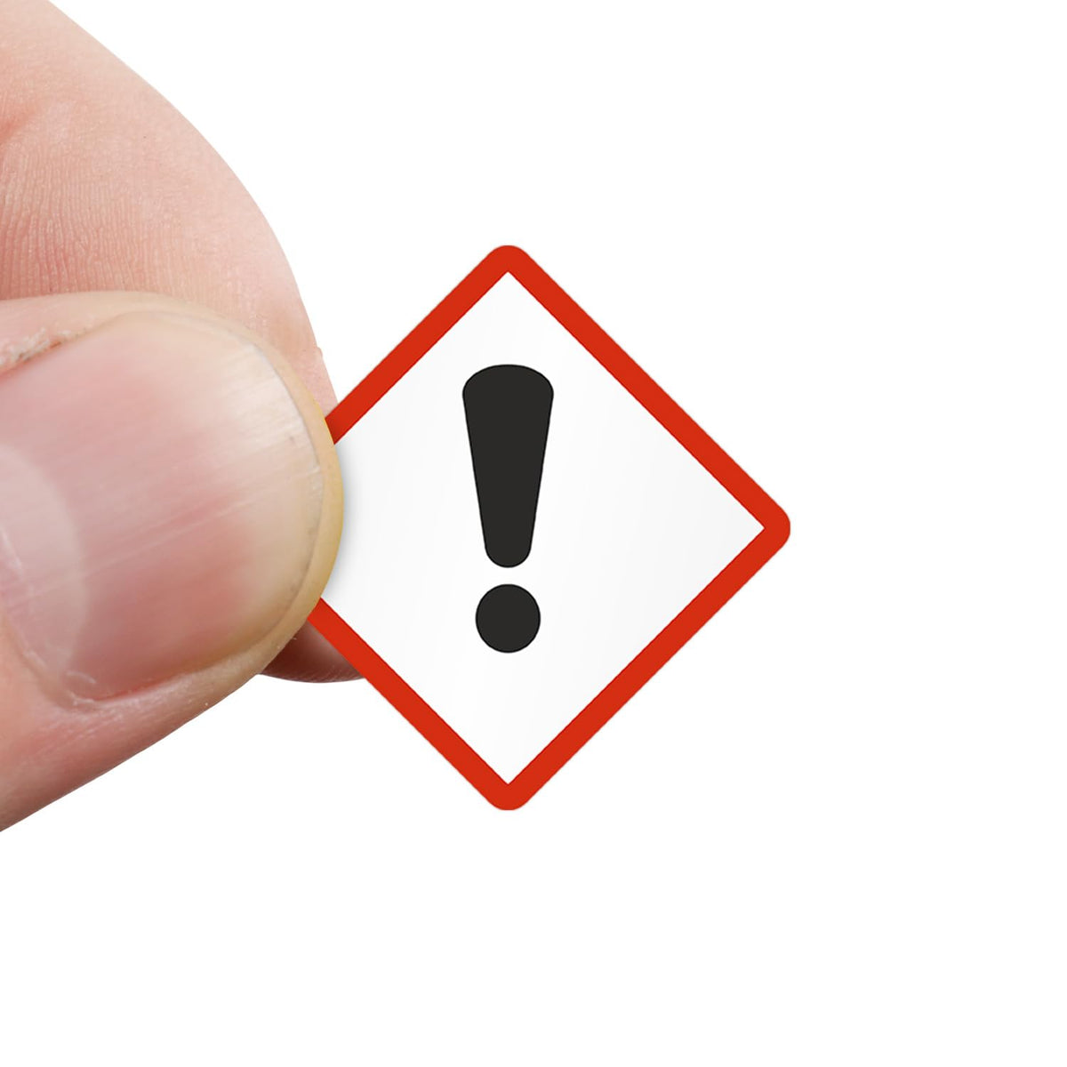 SmartSign (500/Roll) GHS Pictogram Exclamation Mark Labels for Irritants/Sensitizers/Other Hazard - 1" x 1" Square, 2.6 mil Thick Semi-Gloss Paper, Permanent Adhesive, Red/Black on White, Made in USA Exclamation Label 1" x 1"
