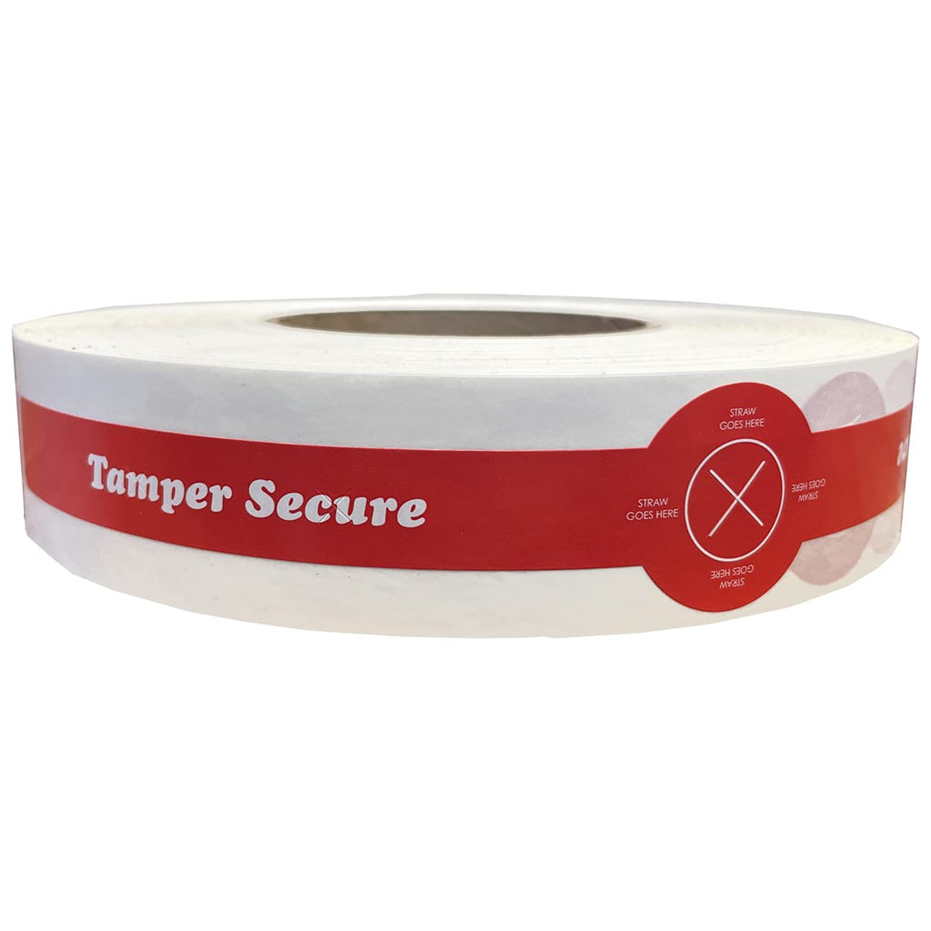 Straw Ready Tamper Evident Proof Seals for Food Safety - to-Go Drink Stickers with Secure, Easy to Peel Stickers, 1.25 x 10 Inch, 500 Total Labels on a Roll