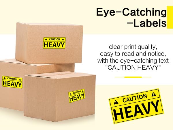 L LIKED Caution Heavy Sticker, 2 x 4 inch Yellow Heavy Special Handling Shipping Pallet Label Stickers, Caution Warning Labels for Shipping, Packing and Moving (300 Labels/Roll