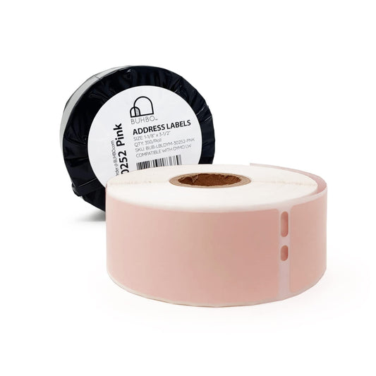 Buhbo Compatible with DYMO LabelWriter LW 1-1/8" x 3-1/2" Pink Mailing Address Label 30252 (350 Labels Per Roll) Pink 1 Roll