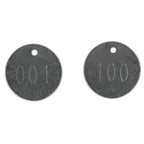 Stainless Steel Tags, Numbered 001-100, 1.25" Round