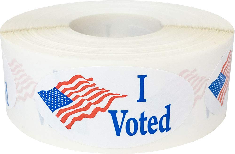 I Voted Stickers with American Flag, 2 x 1 Inches, 500 Adhesive Labels - Patriotic Election Day Vote Stickers for Voter Locations and Polling Stations