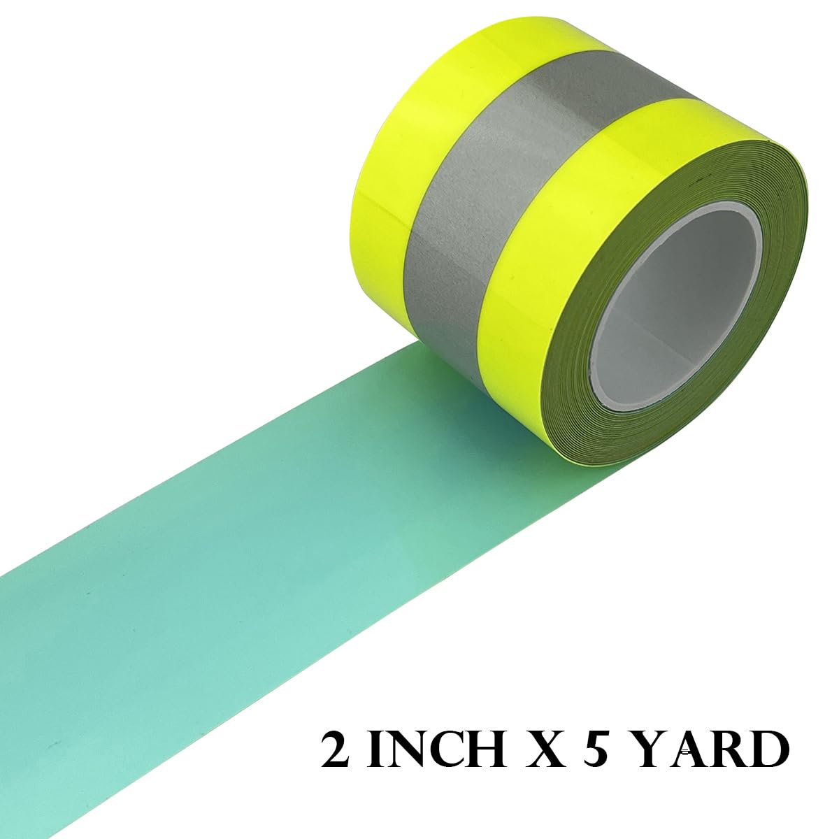 High Visibility Reflective Heat Transfer Vinyl Iron On Tape for Clothing 2in x 5yd (Fluorescent Yellow/Silver) Fluorescent yellow/silver