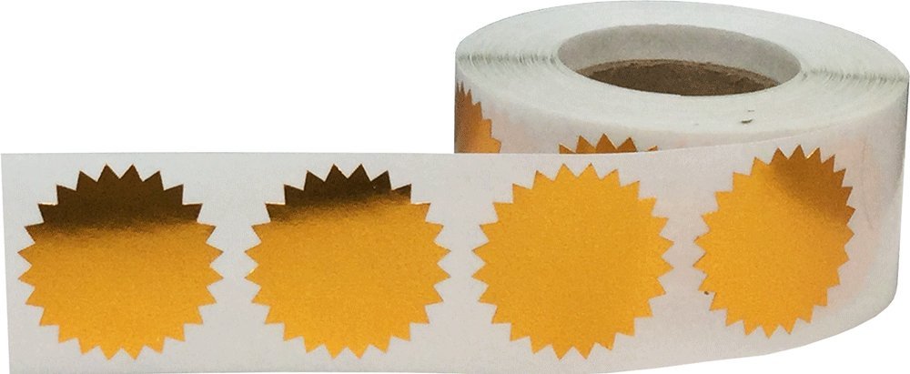 Metallic Bronze Color Coding Starburst Seal Labels for Organizing Inventory 1 Inch Round Circle Dots 500 Total Adhesive Stickers On A Roll Metallic Bronze