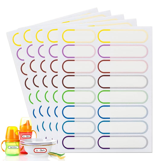 160Pcs Baby Bottle Labels for Daycare, Waterproof Name Tags for School, Personalized Stickers for Kids round