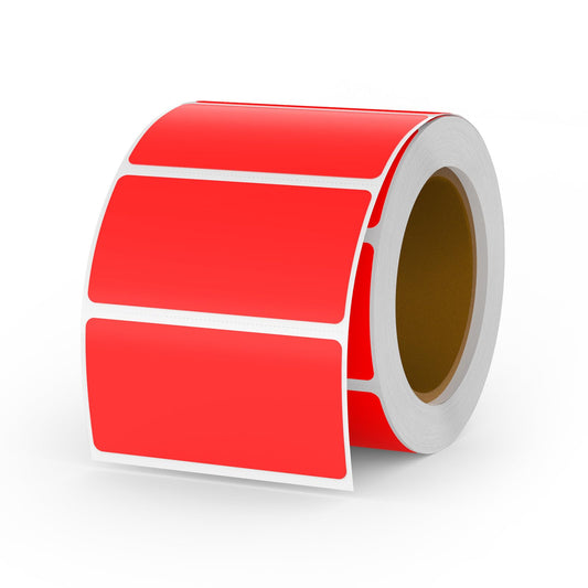 Red Direct Thermal Labels Vinyl 1 × 2 Inch Self-Adhesive Rectangle Stickers Roll Waterproof Printer Decals Name Tag for QR Code DIY Office Address 500 PCS Red