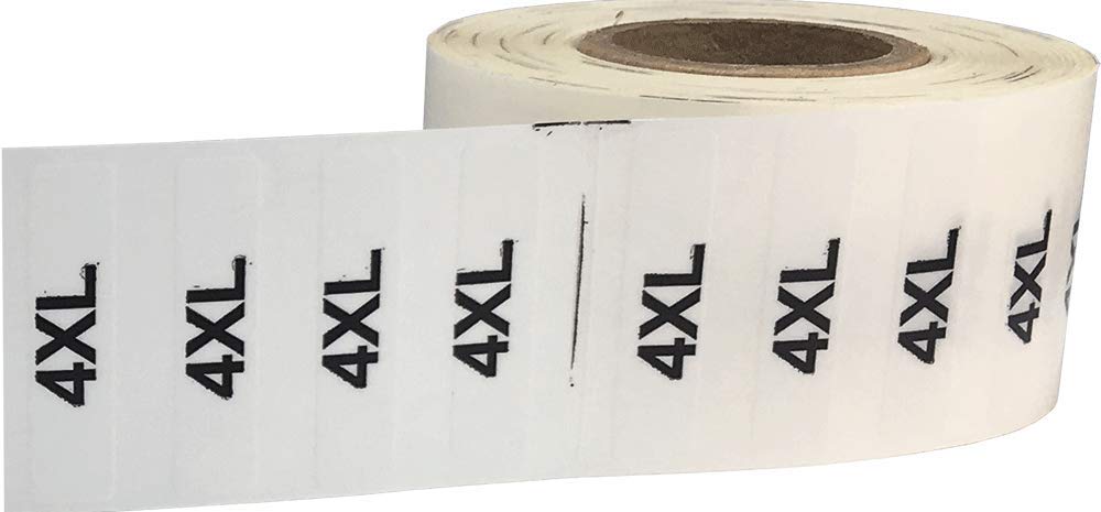 InStockLabels 4XL Clothing Size Stickers, 1.25 x 5 Inch, 125 Labels