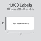 Redi-Tag 2" x 4" Shipping Labels, 1000 per Pack, White, Laser Printer Labels, Self-Adhesive, Permanent Stick, Smudge-Resistant, Perfect for Shipping, Mailing, and Warehouse Use Laser Labels 2" x 4" 1000 labels