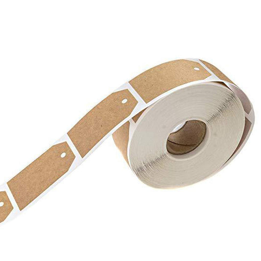 1 Roll Natural Brown Craft Gift Tag Stickers Blank Permanent Adhesive Kraft Label Stickers for Christmas Gifts Mason Jars Glass Bottles 300 Pieces Stickers per Roll 1.15" x 2"