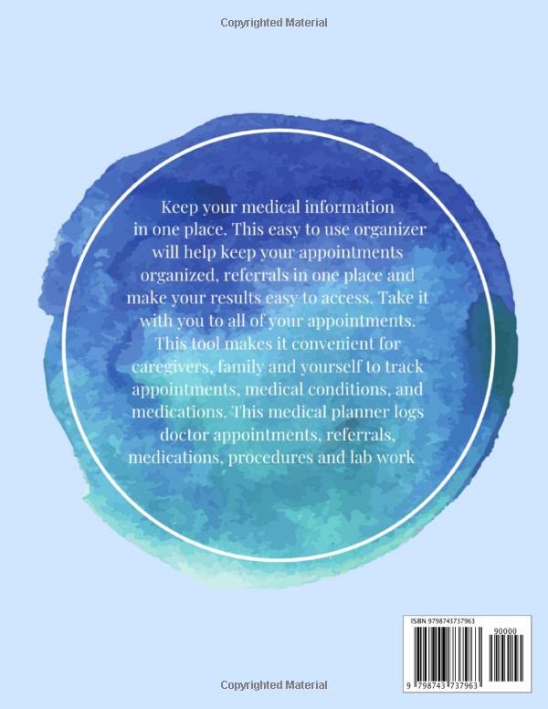Medical Planner: Health Care Planner, Goal Planner, Medical Binder, Health Care Organizer, Medication tracker, Doctor Appointment log, Referrals, Labs, Procedure Tracker,