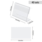 40 Pack Mini Clear Acrylic L-Sign Holders, 3.5 x 2.4 Inch