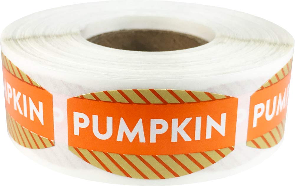 Pumpkin Grocery Store Food Labels .75 x 1.375 Inch Oval Shape 500 Total Adhesive Stickers Pumpkin