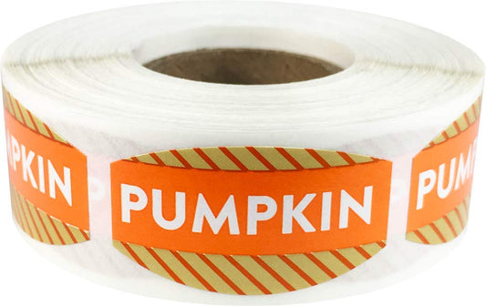 Pumpkin Grocery Store Food Labels .75 x 1.375 Inch Oval Shape 500 Total Adhesive Stickers Pumpkin