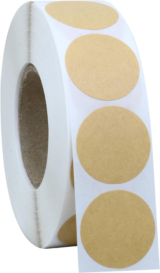 1000PCS Kraft Circle Stickers, 1 Inch Round Blank Garage Sale Price Stickers, Kraft Coding Tag Labels, Brown Natural Envelope Seals for Home, Classroom, Jam, Canning Jar Labels Brown 1 Inch