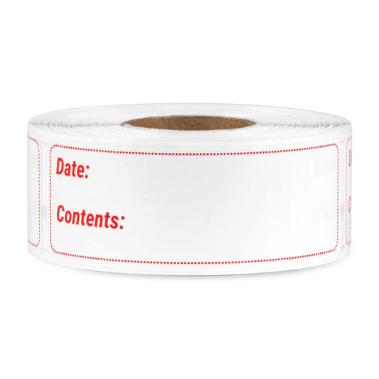 Blank Dating Content Food Labels (3 x 1 inch, White/Red - 300 Labels) Removable Freezer Labels with Self Adhesive for Food Container Stickers, Labeling Freezer Bags - Stock Frozen Meat at-Home Red
