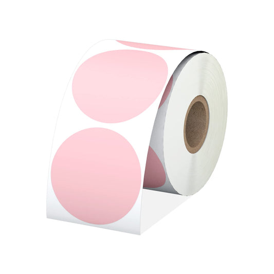 2" Pink Circle Direct Thermal Labels, Self-Adhesive Round Direct Thermal Stickers, Multi-Purpose Roll Sticker Labels for DIY Logo Brand Design, QR Code, Name Tag(1 Roll, 750 Labels) 2" Circle | 1 Roll