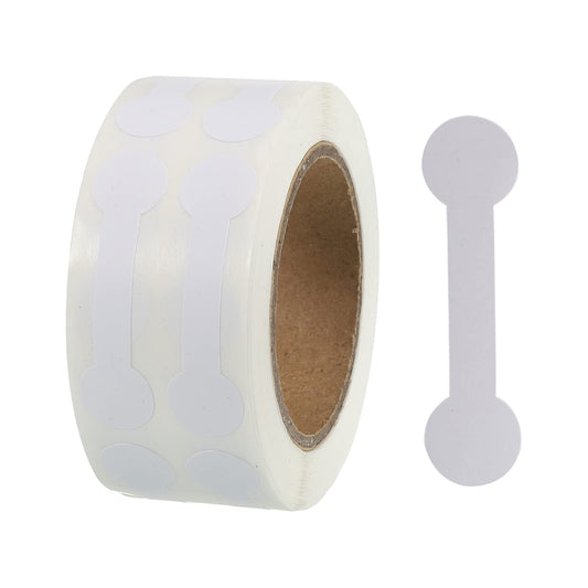 MECCANIXITY 1 Roll Blank Tamper Evident Labels 0.43x 1.65 Inch Adhesive Dumbbell Shape Top Stickers for Coffee Cup, Milk Tea Cups, 500 Count/Roll White