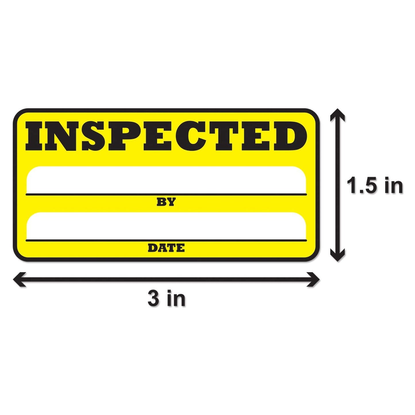 Inspection Stickers (3 x 1.5 inch, Rectangular, Yellow - 1200 Labels) Inspection Stickers with Writable Space By & Date for Inventory, Quality Control, Warehouse, Shipping & Handling - Strong Adhesive 4 Rolls