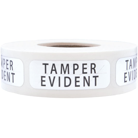 Tamper Evident Labels Small Metallic Silver with Black Ink 0.5 x 1.5 Inch Rectangles 500 Adhesive Stickers