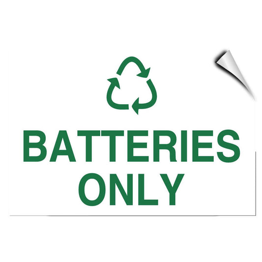 Batteries Only Activity Recycling Label Decal Sticker Sticks to Any Surface