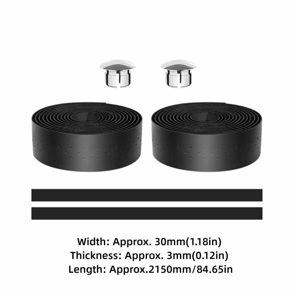 Bike Handlebar Tape, EVA PU Leather Bar Tape Wrap for Road Bike Better Grip Bicycle Handlebar Grip Tape with 2 Bar Plugs for Cycling Riding