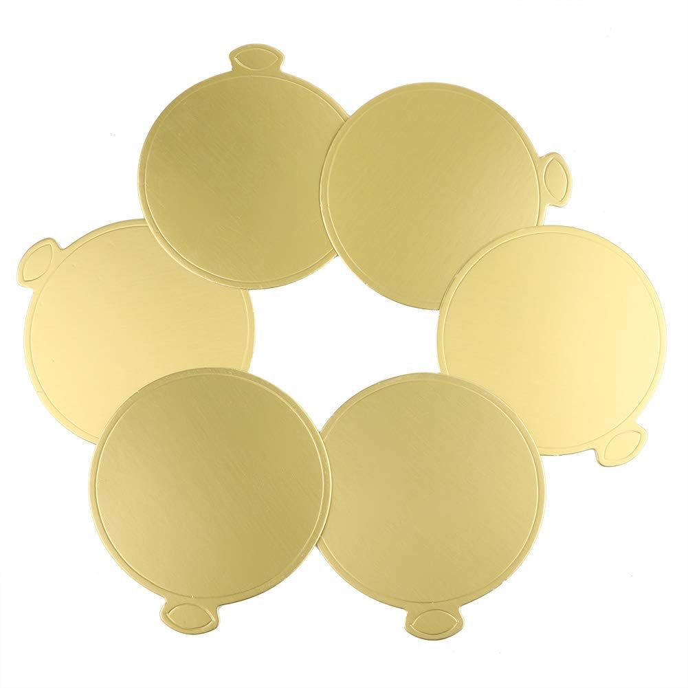 100 Pcs Gold Paper Cake Boards Mousse Cupcake Dessert Display Trays 3.54 Inch Round for Pastries Wedding Birthday Party