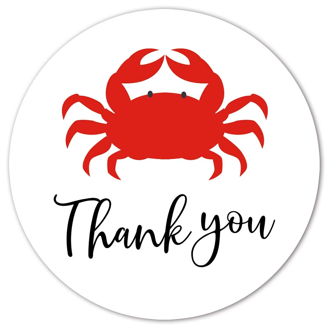 Crab Thank You Stickers, 40-Pack 2" Crab Sea Animal Birthday Party Labels, Decorations
