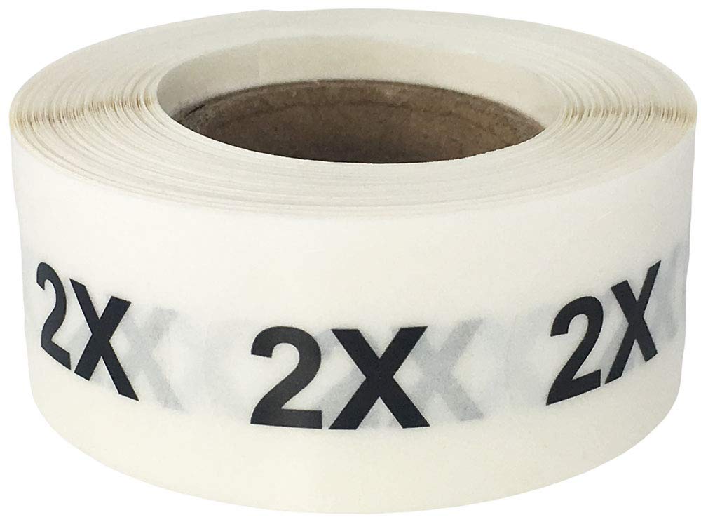 Clear Circle 2X Clothing Size Stickers - 3/4 Inch Round, 500 Clear Plastic Adhesive Labels Per Roll for Retail Apparel, Clothing Organization, and Inventory - Made in The USA