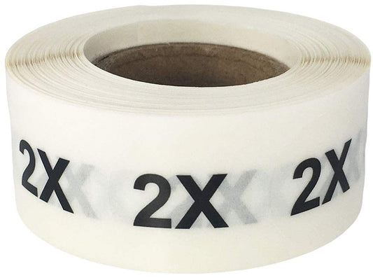 Clear Circle 2X Clothing Size Stickers - 3/4 Inch Round, 500 Clear Plastic Adhesive Labels Per Roll for Retail Apparel, Clothing Organization, and Inventory - Made in The USA