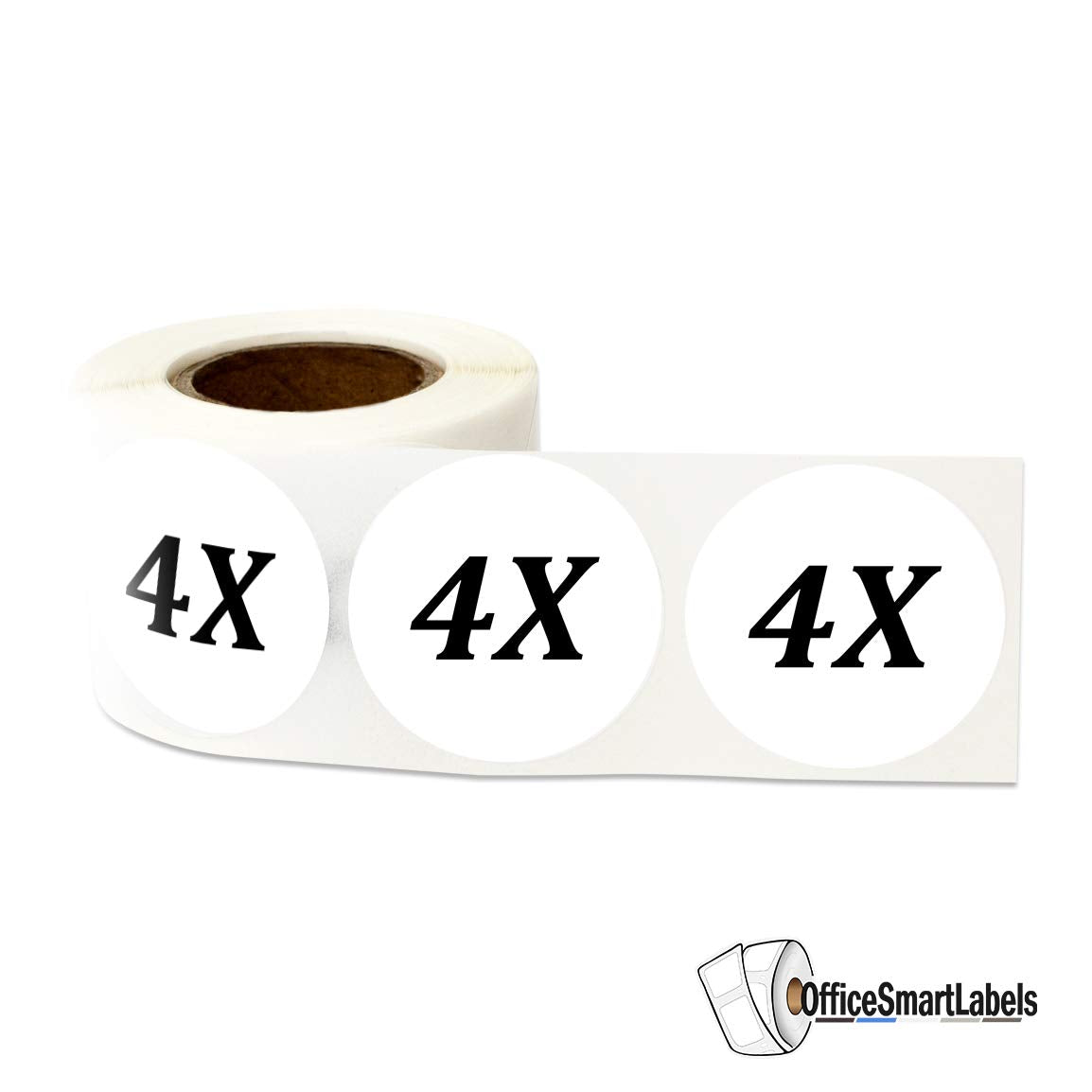 Clothing Size Stickers Labels Roll - 1.25" White Round Circle, 4X Clothing Size Labels T Shirt Dress Retail Boutique Apparel Clothing Size Labels Stickers, Fabric Safe - 1 Roll, 300 Sizing Stickers