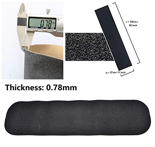 ZUEXT 10.6" x 49.2" Black Skateboard Grip Tape Sheet, 80 Grit Bubble Free Waterproof Scooter Grip Tape, Anti Slip Longboard Griptape, Sandpaper for Rollerboard Stairs Pedal Wheelchair Steps (125x27cm)