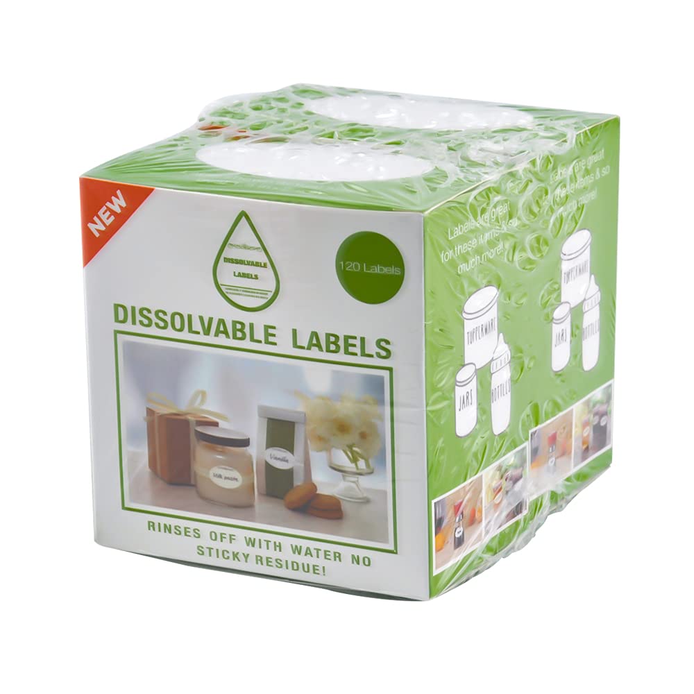 L LIKED 240 Stickers Dissolvable Food Labels for Containers 1 1/2" x 2 1/2" Canning Labels for Jars (Roll of 120) (2 Rolls) 1 Roll - 240 Labels