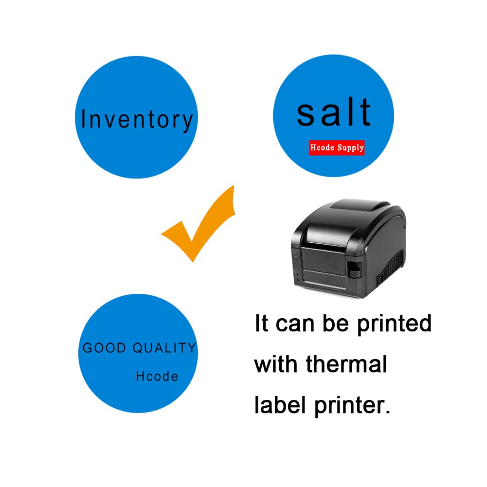 Hcode 1.5-inch blue round thermal color-coding labels, shipping and address labels with dots, 500-pack for organization.